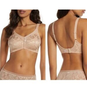 Wacoal 85276 Nude Tan Floral Awareness Wire Free Full Figure Seamless Bra 38D